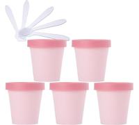 SDGBCXD, 5 PC 200 ml Máscara rosa Tazón for mezclar Frascos de almacenamiento de plástico vacíos 200 g con revestimiento interior for almacenamiento Cuerpo Mano Crema facial Loción Gel 5X Espátula ,Ta