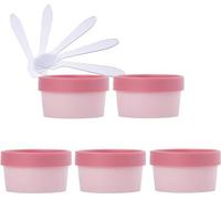 SDGBCXD, 5 PC 200 ml Máscara rosa Tazón for mezclar Frascos de almacenamiento de plástico vacíos 200 g con revestimiento interior for almacenamiento Cuerpo Mano Crema facial Loción Gel 5X Espátula ,Ta