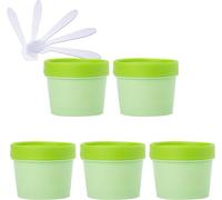 SDGBCXD, 5 PC 200 ml Máscara rosa Tazón for mezclar Frascos de almacenamiento de plástico vacíos 200 g con revestimiento interior for almacenamiento Cuerpo Mano Crema facial Loción Gel 5X Espátula ,Ta