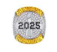 SDGBCXD Anillo， Anillo de Campeonato fútbol Fantasy 2025 con Cajas Madera Anillos campeón la FFL Recuerdo Liga Rugby(11#)