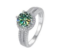 SDGBCXD Anillo, Anillo de compromiso moissanita corte redondo 2 ct, color D, VVS1, for mujer, amarillo, verde y rosa(Blue Green,5)