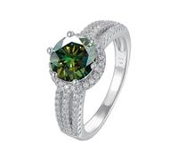SDGBCXD Anillo, Anillo de compromiso moissanita corte redondo 2 ct, color D, VVS1, for mujer, amarillo, verde y rosa(Darkgreen,8)
