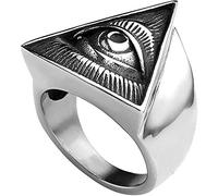 SDGBCXD Anillo, Anillos for hombre, Ojo de Providencia Pirámide Triángulo Sólido Antiguo Amuleto Símbolo(11)