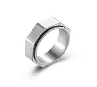 SDGBCXD Anillo, Joyería de acero titanio la persona agitada del anillo hexagonal giratorio nuez, EDC esencial(Q)