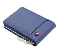 SDGBCXD Cartera, Carteras for Hombre funcionales con Bloqueo, diseño pequeño y Compacto, de Piel auténtica Fina Genuina(BLU)
