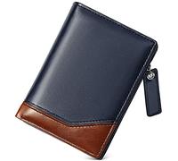 SDGBCXD Cartera, con Bloqueo, 11 Compartimentos for Tarjetas, 1 Compartimento con Cremallera, for Efectivo, Cartera de PU Dos Pliegues(BLU)