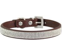 SDGBCXD Collares para Perros, Collar de Perro Personalizado con Diamantes imitación, Bonito y Deslumbrante, Hebilla Metal Ajustable(Brown,XS)