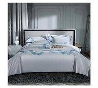 SDGBCXD Juego de Cama, Arte estético Moderno decoración del hogar Bordado Funda nórdica 1000TC algodón Egipcio Blanco Gris 4 Uds Juego de Cama sábanas Fundas Almohada(C,Fitted Bed Sheet-King 4PCS)