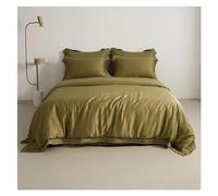 SDGBCXD Juego de Cama, Sábanas de algodón Egipcio, Funda Almohada, nórdica, Juegos Cama, Ropa tamaño Doble, Queen y King, Color sólido(Green,Twin)