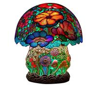 SDGBCXD Luz Nocturna, Lámpara de Noche Decorativa con Forma Hongo Resina Bohemia, 5,9 Pulgadas Alto, vitrales la Serie Plant(E)