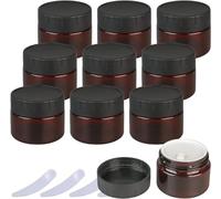 SDGBCXD, Paquete de 12 Botes vacíos de plástico marrón for cosméticos, 100ml, con Revestimiento Interior y Tapas Negras, Juego de recipientes for Maquillaje ，Tarros Cosméticos
