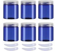 SDGBCXD, Paquete de 6 tarros de Crema de plástico Azul de 100 ml, Botes de cosméticos con Tapas Transparentes, recipientes for artículos de tocador ，Tarros Cosméticos(Blue,200ml)