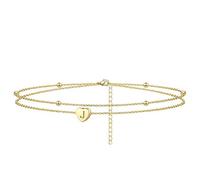 SDGBCXD, Pulsera de tobillo con forma de corazón for mujer, hecha a mano, delicada tobillera en capas con letras y corazón.,Tobilleras(J)
