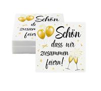 Sdhgerh 40 servilletas con texto en alemán «Schön dass wir zusammen feiern, weiße Einmalservietten für Geburtstag, Taufe, Babyparty und Hochzeit, Festliche Tischdeko für Partys