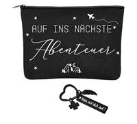 Sdhgerh Set de regalo de despedida para colegas, amuleto de la suerte, llavero con texto en inglés "Pass auf Ins Next Adventure Geschenkidee für Kollegen, Piloten, Reisende Freunde