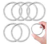 sdhiiolp 6 mosquetones redondos de 60 mm OD 50 mm ID aleación de zinc llavero mosquetón redondo mosquetón anillo para llaveros, bolsos, joyas, manualidades (plata)