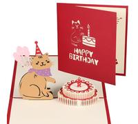 sdhiiolp Tarjeta de cumpleaños 3D, tarjeta de cumpleaños divertida, tarjeta de cumpleaños, para mujeres, hombres, niñas, jóvenes, hermanas, novias, hijo, hija, niños, rojo