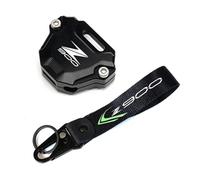 SDHKHAS para Motocicleta, Carcasa Llave, Funda Protectora Para Z900 Z900SE 2017-2023 Accesorios De La Motocicleta CNC Clave Cubierta Caso Shell Y Bordado Insignia Llavero(KKCR Black)