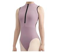SDIUAKBV Ballet Adulto Mallot de Danza Maillot de Ballet for Mujer, Cuello Redondo, Cremallera, for práctica Diaria, Gimnasia en Equipo, Baile(Purple,L)