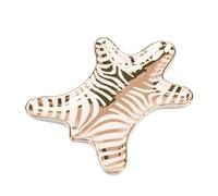 SDIUAKBV Bandeja de Cerámica para Joyas Plato de cerámica pintado a mano con decoración piel tigre dorado y cebra, pequeño joyero, soporte for anillos, pulseras pendientes(Golden)