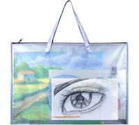 SDIUAKBV Bolsa Portafolio de Arte Bolsa de Hombro Nailon, 61 x 91 cm, Ligera, Impermeable, for Guardar pósteres, Carpeta portafolios, artísticos Se Utiliza para almacenar Obras(Silver 1 Pack)