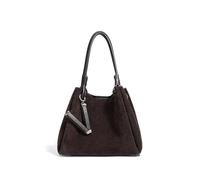 SDIUAKBV Bolso de Ante Marrón Bolso De Mano Gamuza For Mujer, Piel Esmerilada, Tipo Cesta, Bandolera Para viajar(Dark coffee)