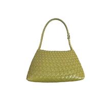 SDIUAKBV Bolsos de Cuero Tejido Bolso de cuero tejido a mano for mujer, estilo vintage, portátil, una sola pieza, informal, PU Para viajar(Green)