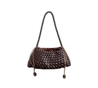 SDIUAKBV Bolsos de Cuero Tejido Bolso de cuero tejido a mano for mujer, estilo vintage, portátil, una sola pieza, informal, PU Para viajar(Brown)
