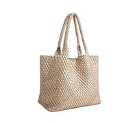 SDIUAKBV Bolsos de Cuero Tejido Bolso de mujer nailon tejido a mano, estilo bandolera, con sisa, informal, versátil, una sola correa Para viajar(Champagne)