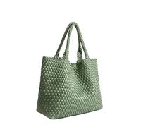 SDIUAKBV Bolsos de Cuero Tejido Bolso de mujer nailon tejido a mano, estilo bandolera, con sisa, informal, versátil, una sola correa Para viajar(Green)