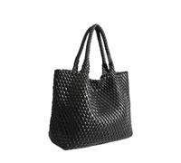 SDIUAKBV Bolsos de Cuero Tejido Bolso de mujer nailon tejido a mano, estilo bandolera, con sisa, informal, versátil, una sola correa Para viajar(Black)