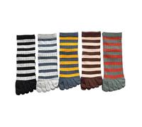 SDIUAKBV Calcetines de 5 Dedos 5 pares de calcetines cortos con puntera for hombre, algodón, a rayas, for negocios, jóvenes, urbanos, coloridos, cinco dedos(5 Pairs style1)