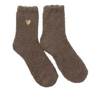 SDIUAKBV Calcetines de Mullidos Calcetines gruesos de otoño e invierno, informales, media caña, for mujer, con bordado amor(Brown)