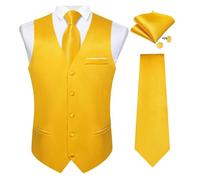 SDIUAKBV Chaleco de Traje para Hombre Chaleco de satén negro con corbata lujo y gemelos bolsillo for hombre, chaleco clásico esmoquin negocios for boda Para la boda(MJ-0632,2XL)