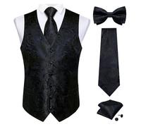SDIUAKBV Chaleco de Traje para Hombre Chaleco de traje negro liso for hombre con corbata, pajarita, pañuelo y gemelos, chaleco formal for boda, graduación, esmoquin Para la boda(Color 17,XXL)