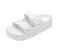 SDIUAKBV Chanclas Mujer Chanclas de plataforma for mujer, sandalias con plantilla EVA y hebilla ajustable, for playa(White B,38(23.5cm))