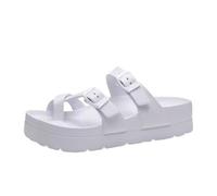 SDIUAKBV Chanclas Mujer Chanclas de plataforma for mujer, sandalias con plantilla EVA y hebilla ajustable, for playa(White A,41(25cm))