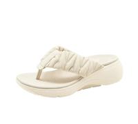 SDIUAKBV Chanclas Mujer Women Ruched Thong Flip Flops For Thick Platform Wedge Heel Comfortable Slip On Open Toe Non Beach Walking Shoes Para el verano