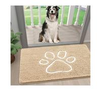 SDIUAKBV Felpudo de Entrada Felpudo For Patas De Perro Sucias Chenilla Ultraabsorbente con Diseño Huella, Antideslizante, Secado Rápido Y Lavable Entrada(Beige,61x91cm)