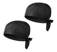 SDIUAKBV Gorro de Cocinero Gorro de cocinero for hombre, gorro negro con calavera for Catering, cinta de servicio, uniforme de servidor de cocina, 2 uds.