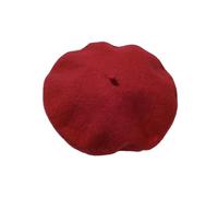 SDIUAKBV Sombrero de Boina Boina de Lana for Mujer, Gorro francés Grueso Invierno, Boina Color Liso for niña, otoño, Gorras y Sombreros for, Gorra Plana, Fieltro para Combinar(Red)
