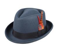 SDIUAKBV Sombrero Pork Pie Sombrero Fedora clásico for Hombre y Mujer, Informal, Negro, con diseño de Cerdo, Plumas, Estilo Vintage, for Caballero, Jazz, for Fiestas, Fieltro para la Fiesta(Gray)