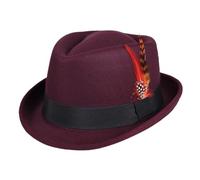 SDIUAKBV Sombrero Pork Pie Sombrero Fedora clásico for Hombre y Mujer, Informal, Negro, con diseño de Cerdo, Plumas, Estilo Vintage, for Caballero, Jazz, for Fiestas, Fieltro para la Fiesta(Color 01)