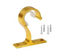 SDIUAKBV Soporte Barra Cortina 2 Soportes for Barra de Cortina Techo | Gancho de instalación montado en la pared de aleación de aluminio, Clip de fijación de barra transversal, engrosamiento(Gold)