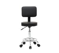 SDIUAKBV Taburete de Bar Taburete Redondo de Cuero PU, Silla con rotación 360 Grados, Barra Ajuste Altura Trasera for SPA, salón, Oficina, Negro