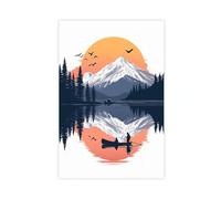 SDKAHKZO Golden Reflection SA Peaceful Journey Across The Lake at Sunset - Lienzo decorativo para pared, póster e impresiones estéticas para habitación, dormitorio, oficina, 30 x 45 cm