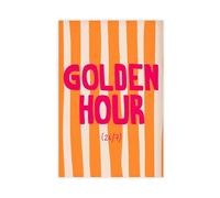 SDKAHKZO Lienzo decorativo con diseño de rayas de hora dorada, estilo vintage, naranja, rosa, con texto en inglés "Summer Vibe", para decoración de pared, hogar, bar, restaurante, garaje, cafetería