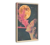 SDKAHKZO Lienzo decorativo para pared, diseño de Smoking The Moon A Journey Through Cosmic Imagination, póster e impresiones estéticas para habitación, dormitorio, oficina, 40 x 60 cm
