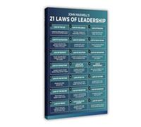 SDKAHKZO Lienzo impreso con las 21 leyes del liderazgo para decoración de pared, pósteres para el hogar, bar, restaurante, garaje, cafetería, logotipo, regalo, 50 x 75 cm