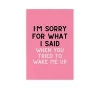 SDKAHKZO Póster de pared para dormitorio, diseño con texto en inglés "I'm Sorry for What I Said When You Tried to Wake Me Up", lienzo moderno, impresiones artísticas, pinturas para sala de estar